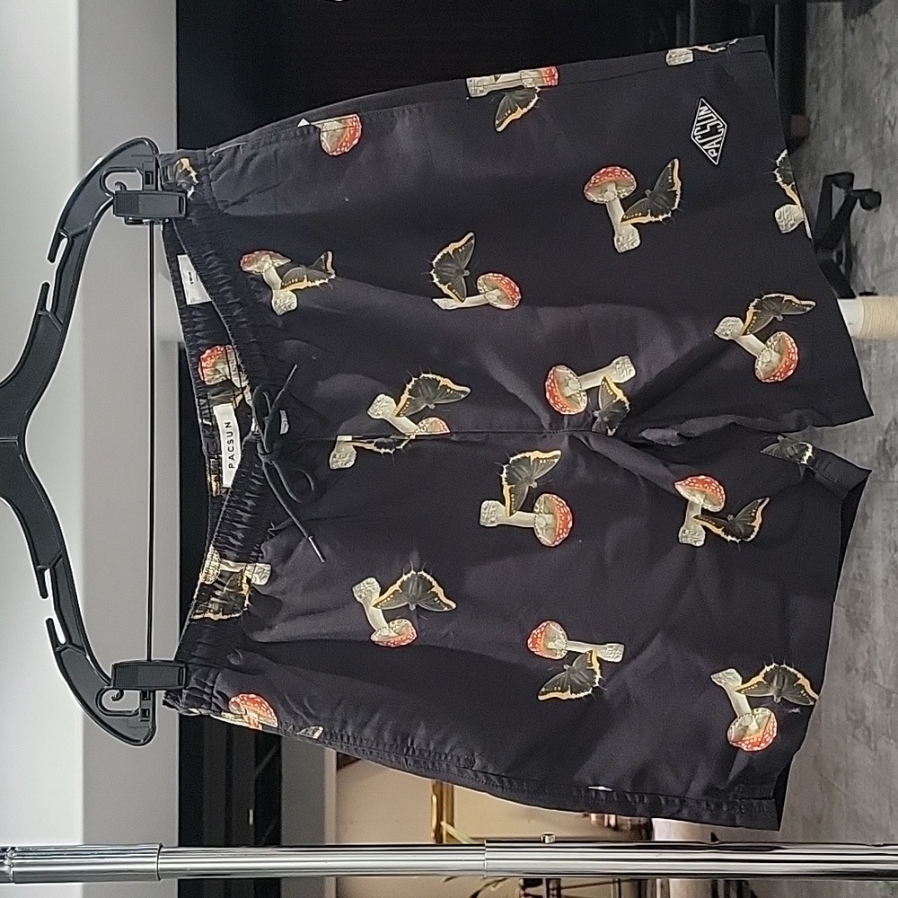 Mushrooms and Butterflies Print Swim Shorts